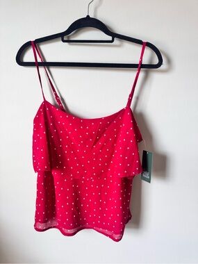wild fable Hot Pink Heart-Print Ruffle Cami
